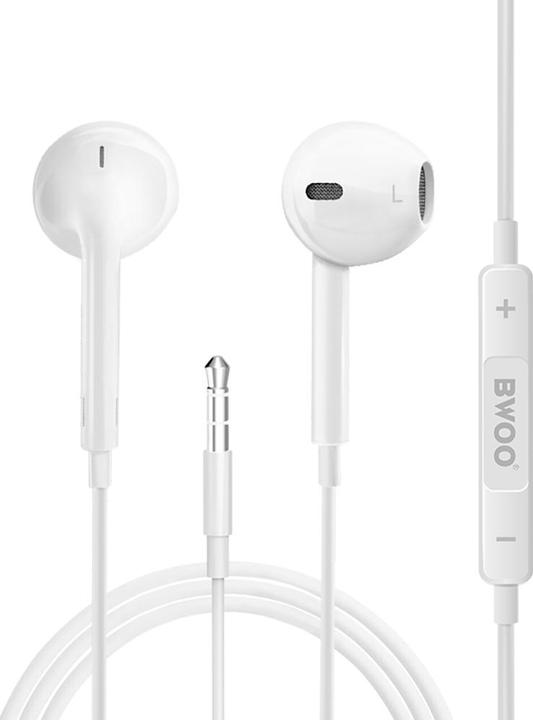 Actual product image Bwoo wired earphones 3.5mm stereo white (Cable)