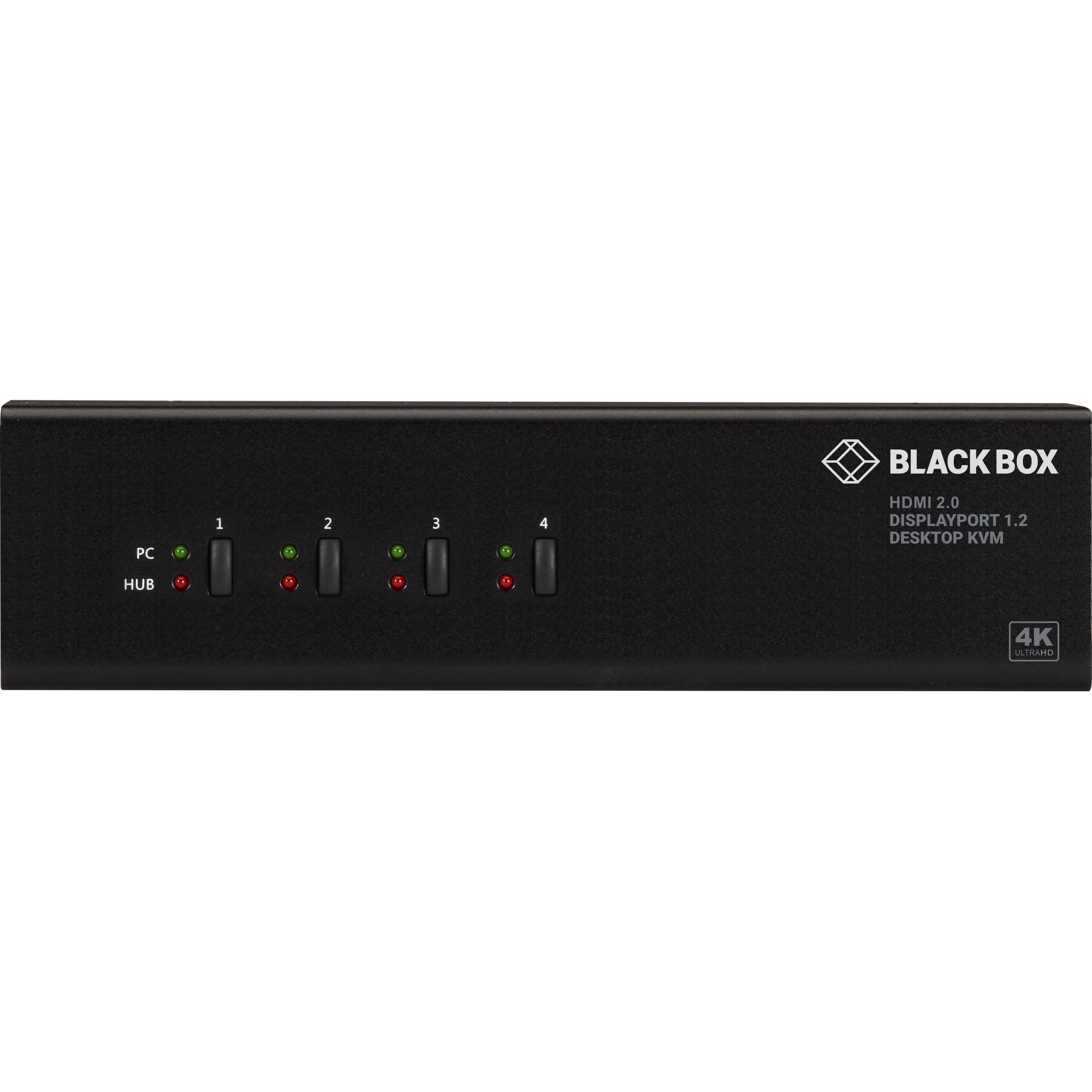 Thumbnail - Black Box 4 Port KVM Switch Dual Head,HDMI/DP USB3 Audio, KVM Switch, Schwarz