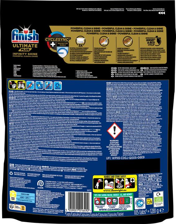 Image du produit Finish Ultimate Plus Infinity Shine Citrus Spülmaschinentabs 105 Caps (Tabs, 105 Cycles de lavage)
