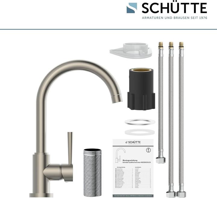 Produktbild Schütte Wasserhahn Küche CORNWALL Spültischarmatur Niederdruck Edelstahloptik Schwenkbar 79129