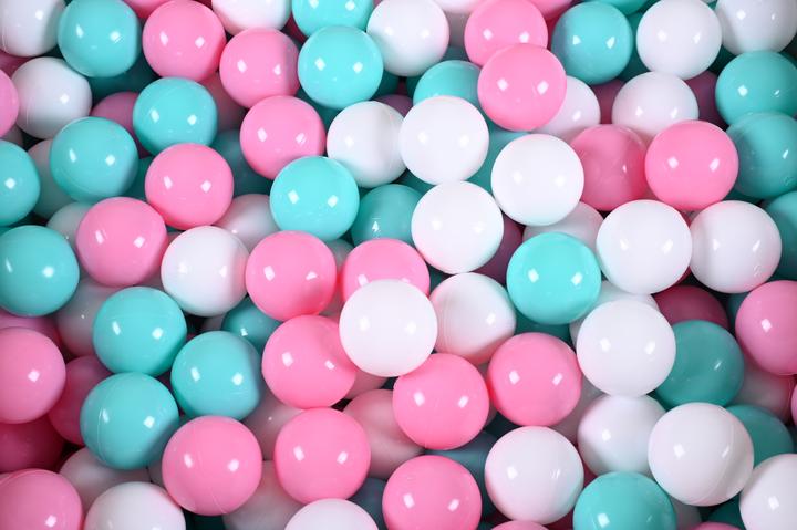 Actual product image Knorrtoys Bällebad soft - "Geo cube grey" - 300 balls rose/creme/lightblue (ca. 6cm Durchmesser)