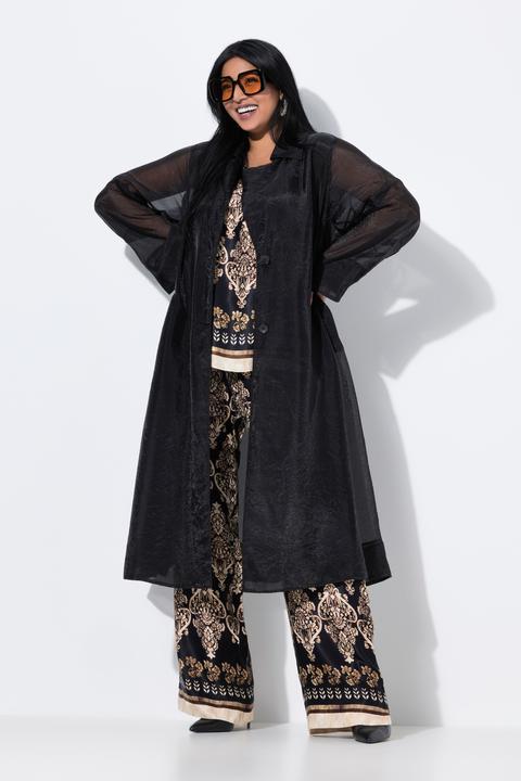 Immagine prodotto Ulla Popken Cappotto dal taglio svasato con revers e organza (58)