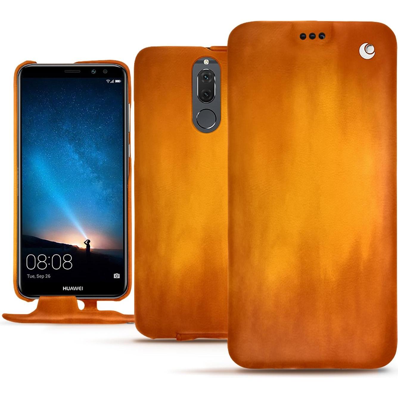 Noreve Lederschutzhülle vertikal (Huawei Mate 10 Lite), Smartphone Hülle, Orange