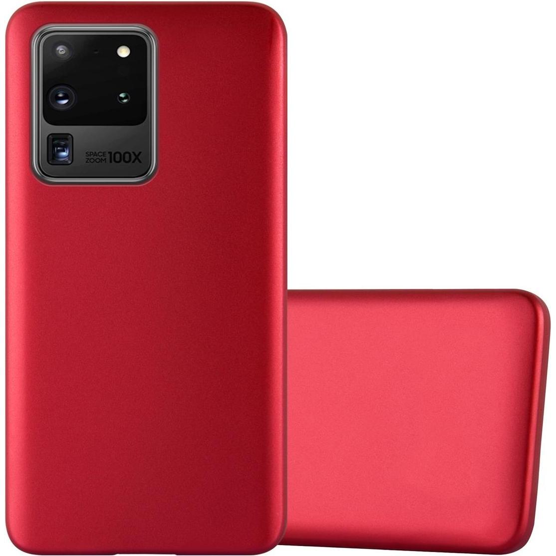 Cadorabo TPU Matt Metallic Cover (Samsung Galaxy S20 Ultra), Smartphone Hülle, Rot