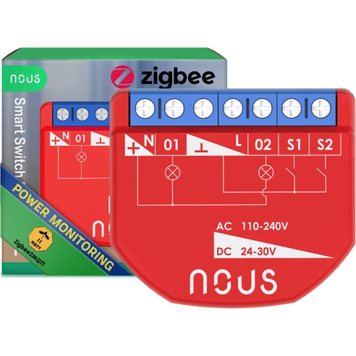 Nous, Attuatore, B3Z Attuatore per interruttori ZigBee PM 2 canali / 16A / ZigBee3.0 / Misurazione (Attuatore dell'interruttore)