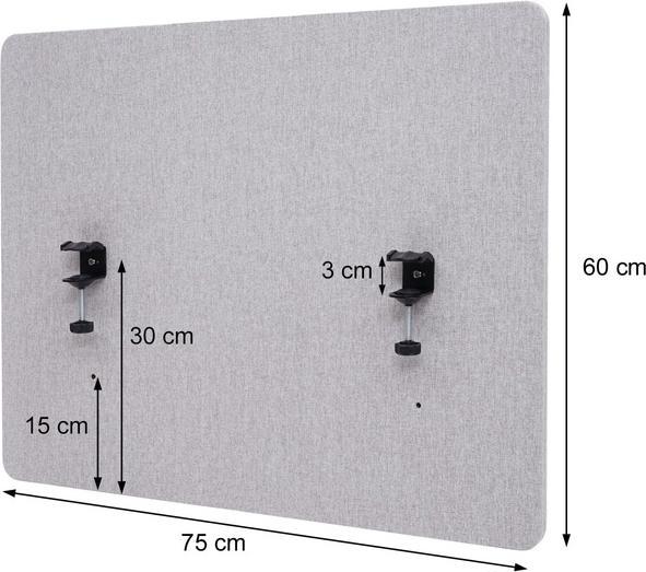 Image du produit Mendler Cloison acoustique de bureau, cloison d'intimité de bureau, double paroi tissu/textile - 75x60cm