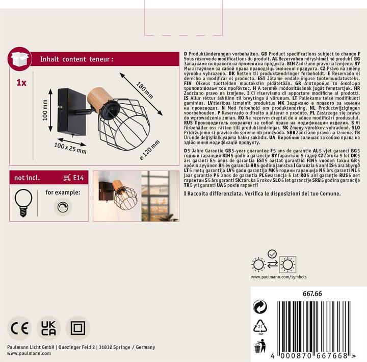 Immagine prodotto Paulmann Apparecchi di illuminazione (E14)