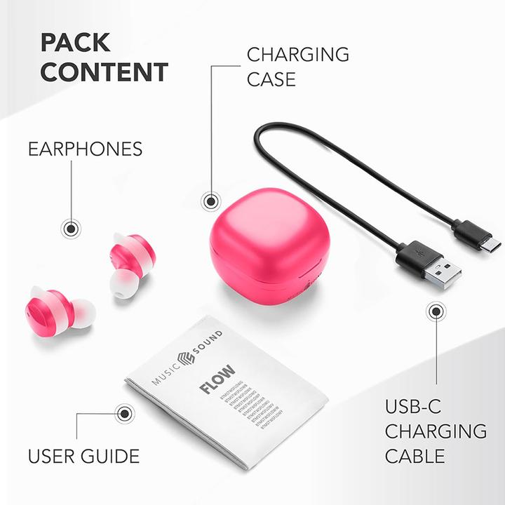 Image du produit Cellularline Music Sound Flow Casque intra-auriculaire sans fil Musique et appels Bluetooth Rose (Pas de réduction du bruit, 25 h, Sans fil)
