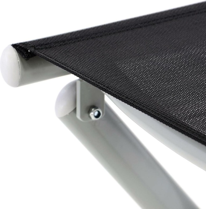 Actual product image VCM klappbarer Alu Hocker Sitzhocker Rahmen hellgrau Textilene schwarz Klapphocker