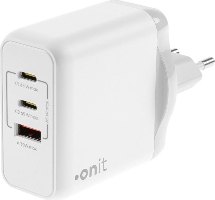 Onit USB-Wandladegerät Triple 2C1A 65 W GaN Weiss (65 W)