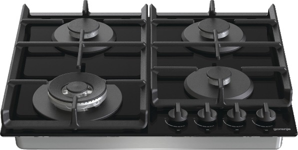 Actual product image Gorenje Hob GTW641EB Gas on glass, Number of burners/cooking zones 4, Mechanical, Juodas