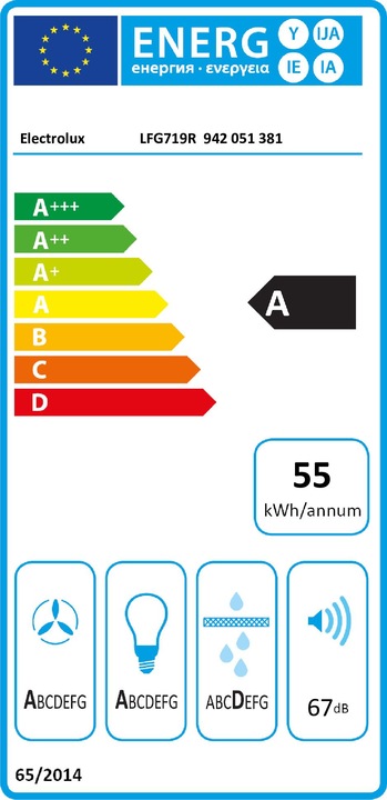 Label énergétique Electrolux LFG719R (Hotte écran plat)