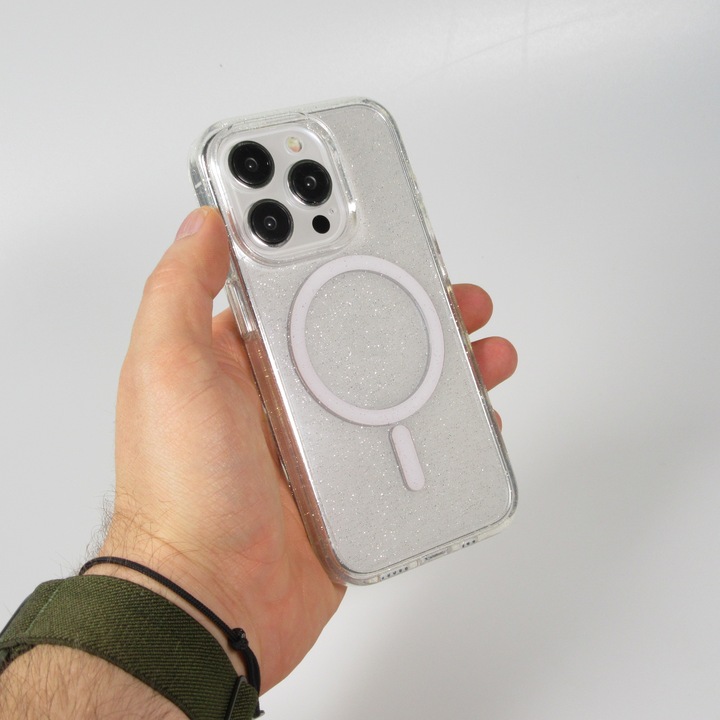 Actual product image PhoneLook Hard silicone case with glitter back and MagSafe (Apple iPhone 15 Pro)