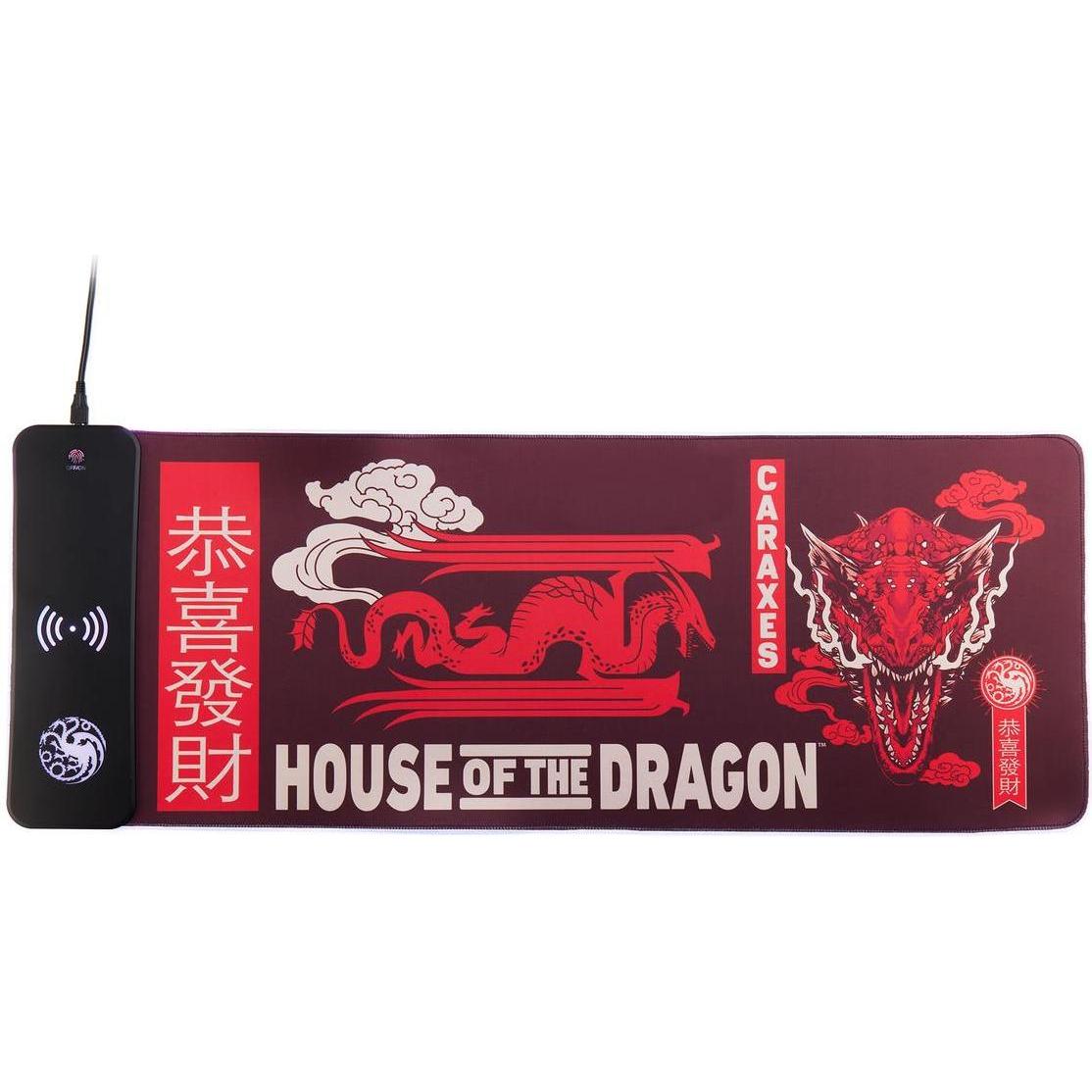 Numskull Tappetino Per Mouse House Of Dragons + Ricarica Wireless 30X80Cm (Xxl), Tappetino Mouse, Multicolore