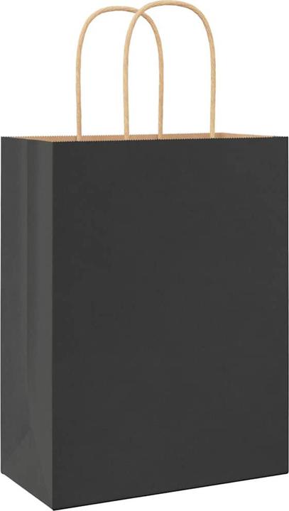 Actual product image vidaXL Kraft paper bags 50 pcs. with handle black 22x11x28 cm paper bag (50x)
