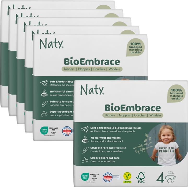 Actual product image Naty Organic diaper (Size 4, Monthly box, 156 Piece)