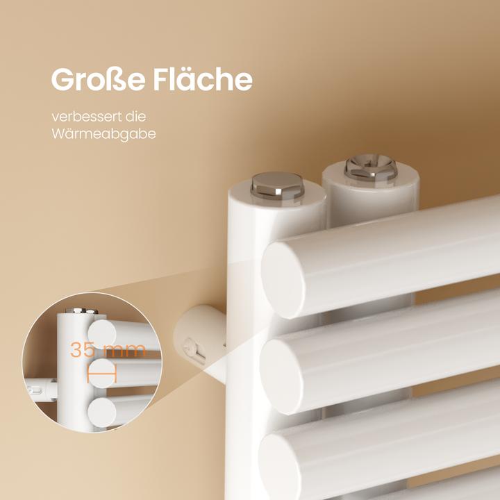 Actual product image Emke Towel radiator 1265×600mm with side connection, bathroom radiator, towel rail, towel warmer in (776 W)