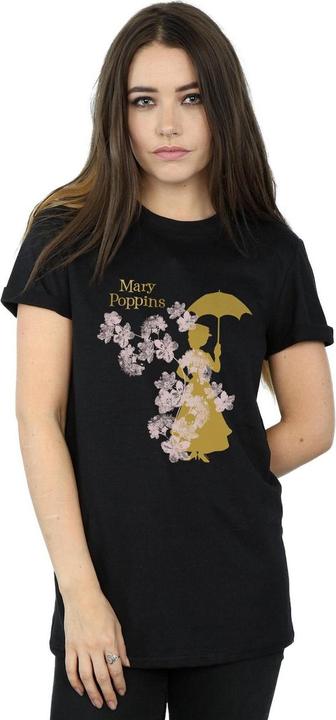Actual product image Disney Womens/Ladies Mary Poppins Floral Silhouette Cotton Boyfriend T-Shirt (3XL)