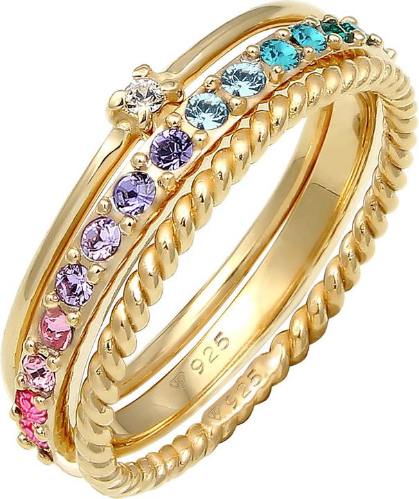 Actual product image Elli Crystal Ring, Multi-Color, Ring Set (62, 925 Silver)