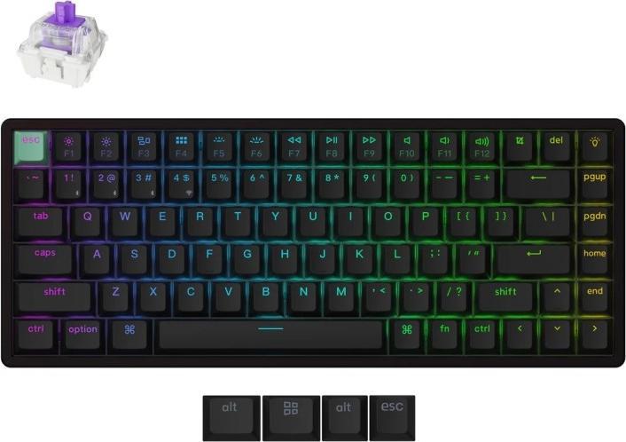 Immagine prodotto Keychron K2 HE Swappable RGB Backlight Aluminum Nebula Switch ISO Layout Italian - Black (ABS Caps) (IT, Senza fili)