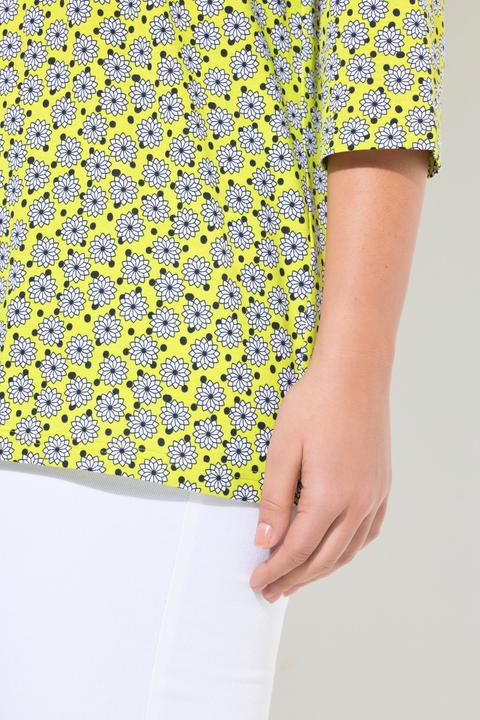 Produktbild Ulla Popken T-Shirt, Blüten, A-Linie, Zierfalten, Rundhals, 3/4-Arm (50, 52)