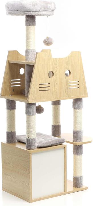 Actual product image Fudajo Scratching post (126 cm, Light wood and grey plush)