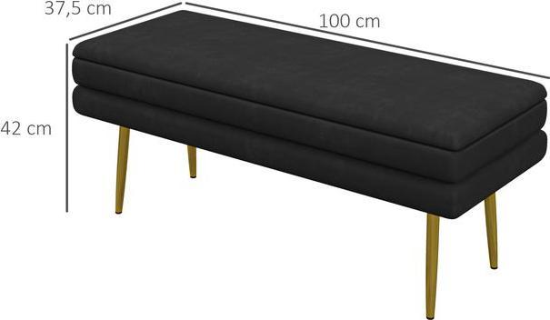 Actual product image Swisshandel24 Sitzbank Polsterbank, mit Stauraum, Stahl, 100 cm x 37,5 cm x 42 cm, Schwarz (100 cm)