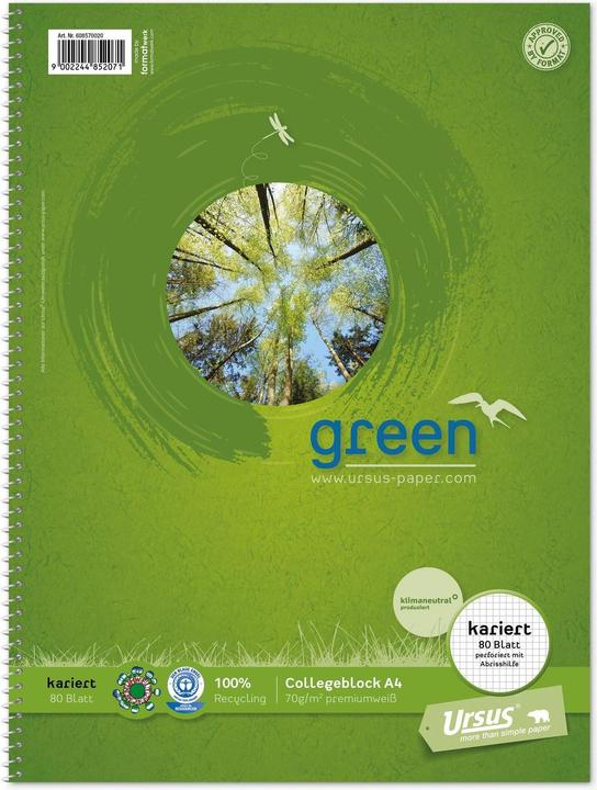 Ursus Green Collegebook (A4, Checked)