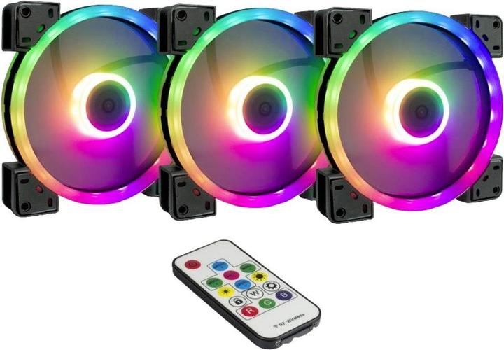 Produktbild Intertech Inter-Tech Argus RGB-Fan Set RS-14 Computergehäuse Ventilator 14 cm Schwarz (140 mm, 3 x)