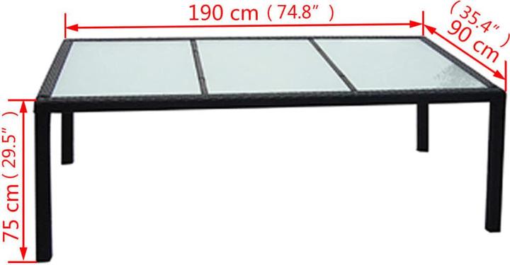Produktbild vidaXL Gartenmöbel-Set (190 x 90 x 75 cm)
