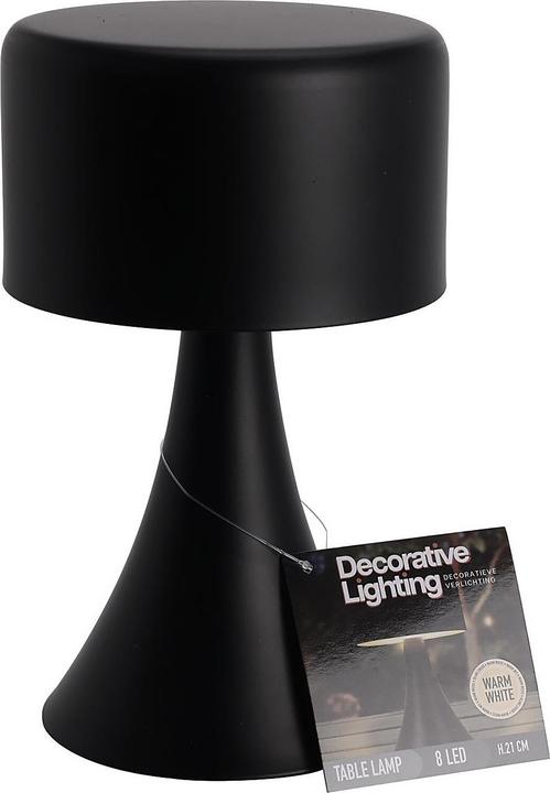 Immagine prodotto Home&Styling Lampada da tavolo LED di design, nera, a batteria, 12 x 21 cm
