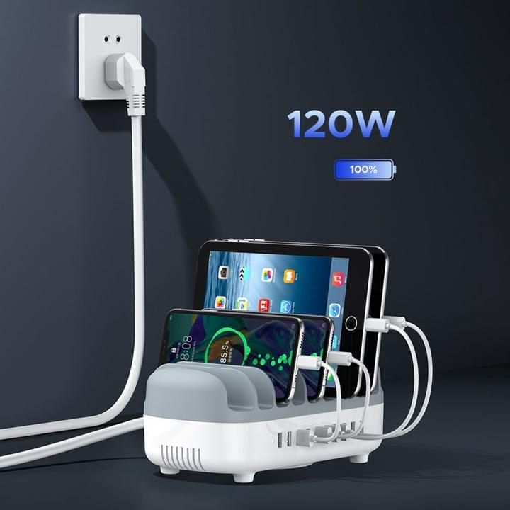 Actual product image Orico Adapter DUK-10P-V1 Smart Charging Station 10 x USB-A - White (120 W, 10 ports)