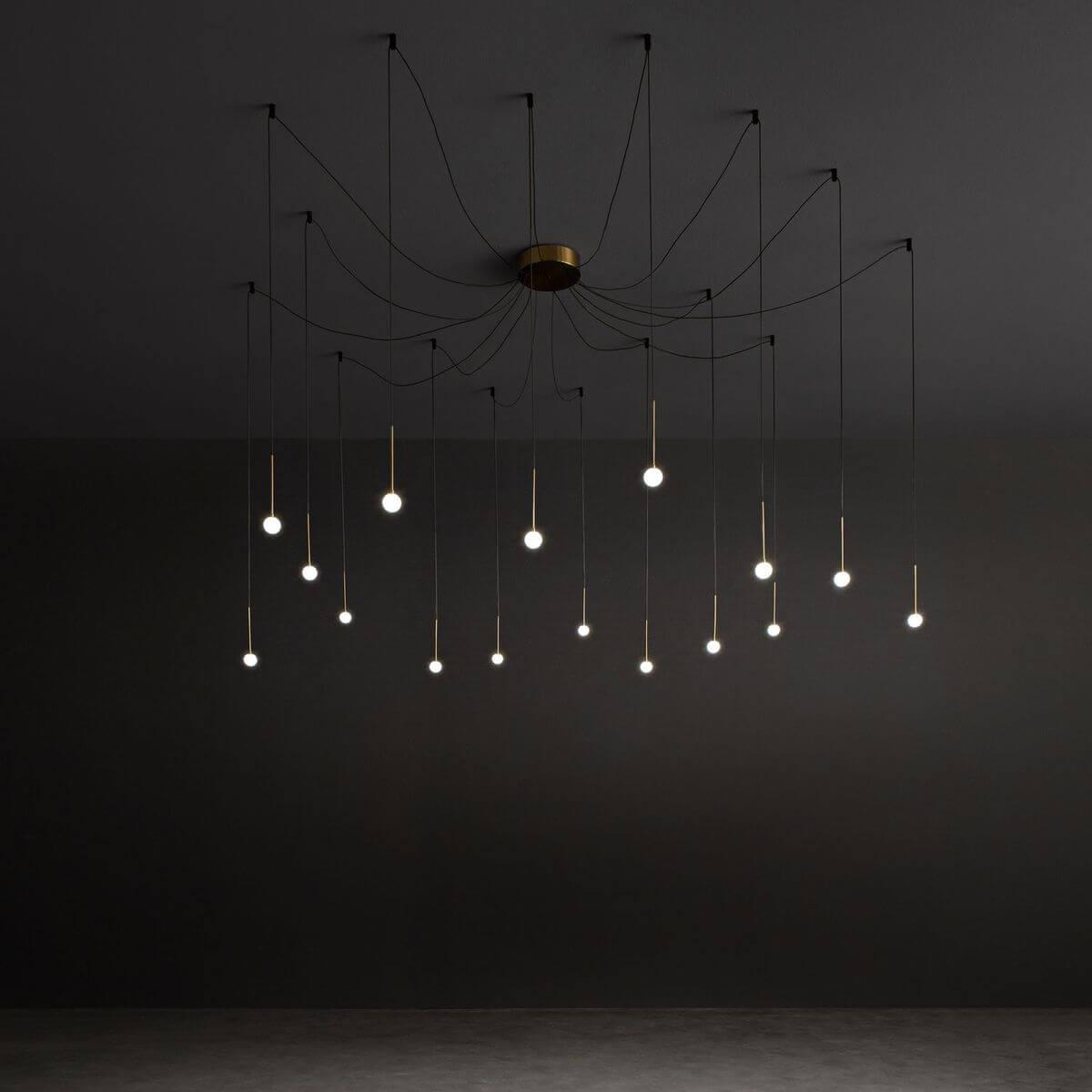 Thumbnail - Ideal lux, Pendelleuchte, LUCCIOLA LED Pendelleuchte 16x 16x16W ⌀200mm Messing warmweiss 284019 (1300 lm)