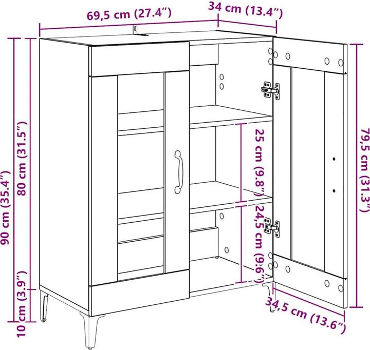Image du produit vidaXL Sideboard (69.50 x 34 x 90 cm)