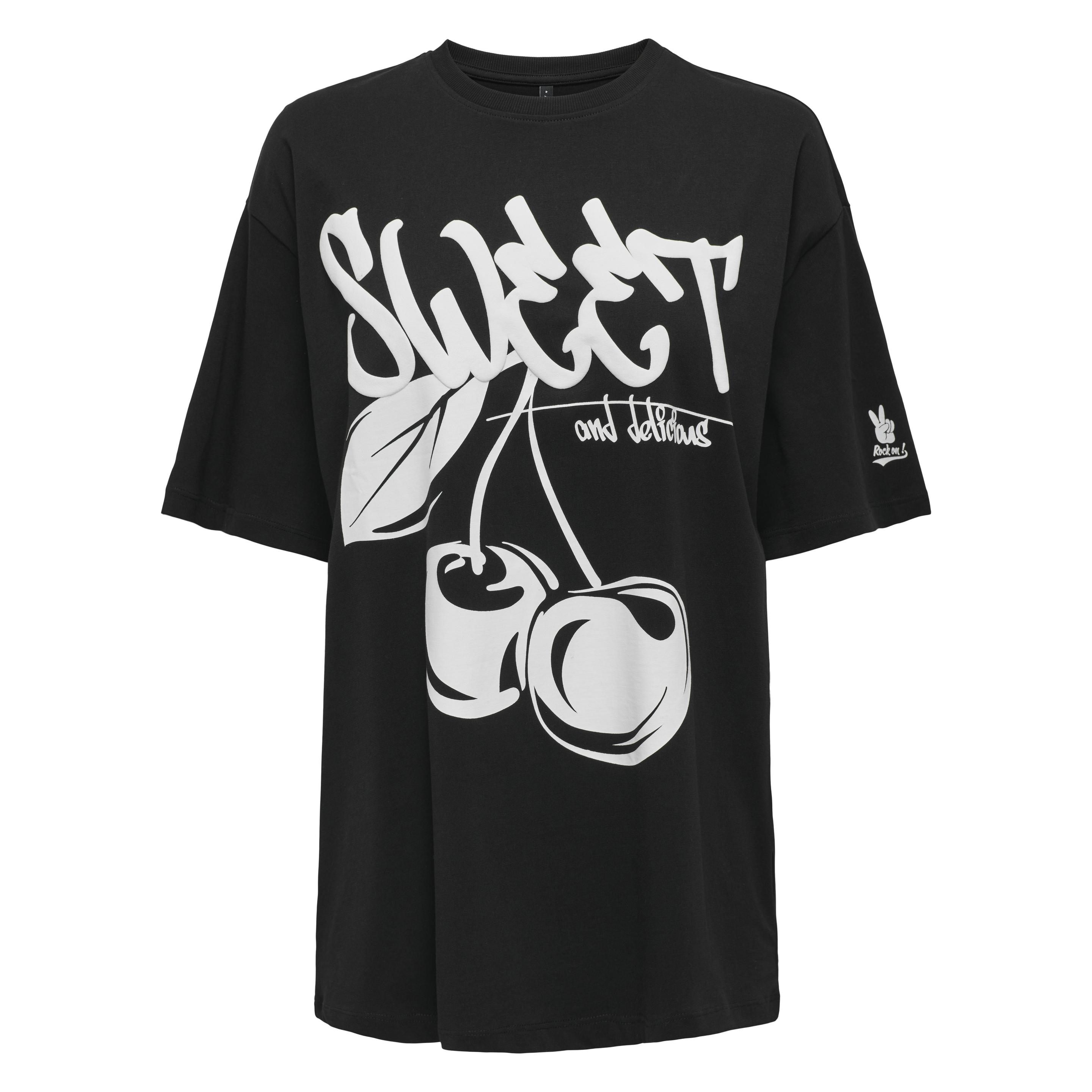 Only, Damen, Shirts, Onlcilla Life S/S Boxy Tee Box Jrs, Schwarz, (M)