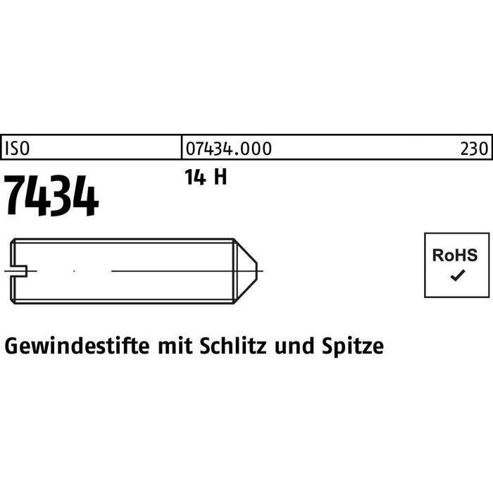 Schrauben, Gewindestift DIN 553 m.Schlitz/Spitze M 1,6 x 2 14 H (100 Schrauben pro Stück)