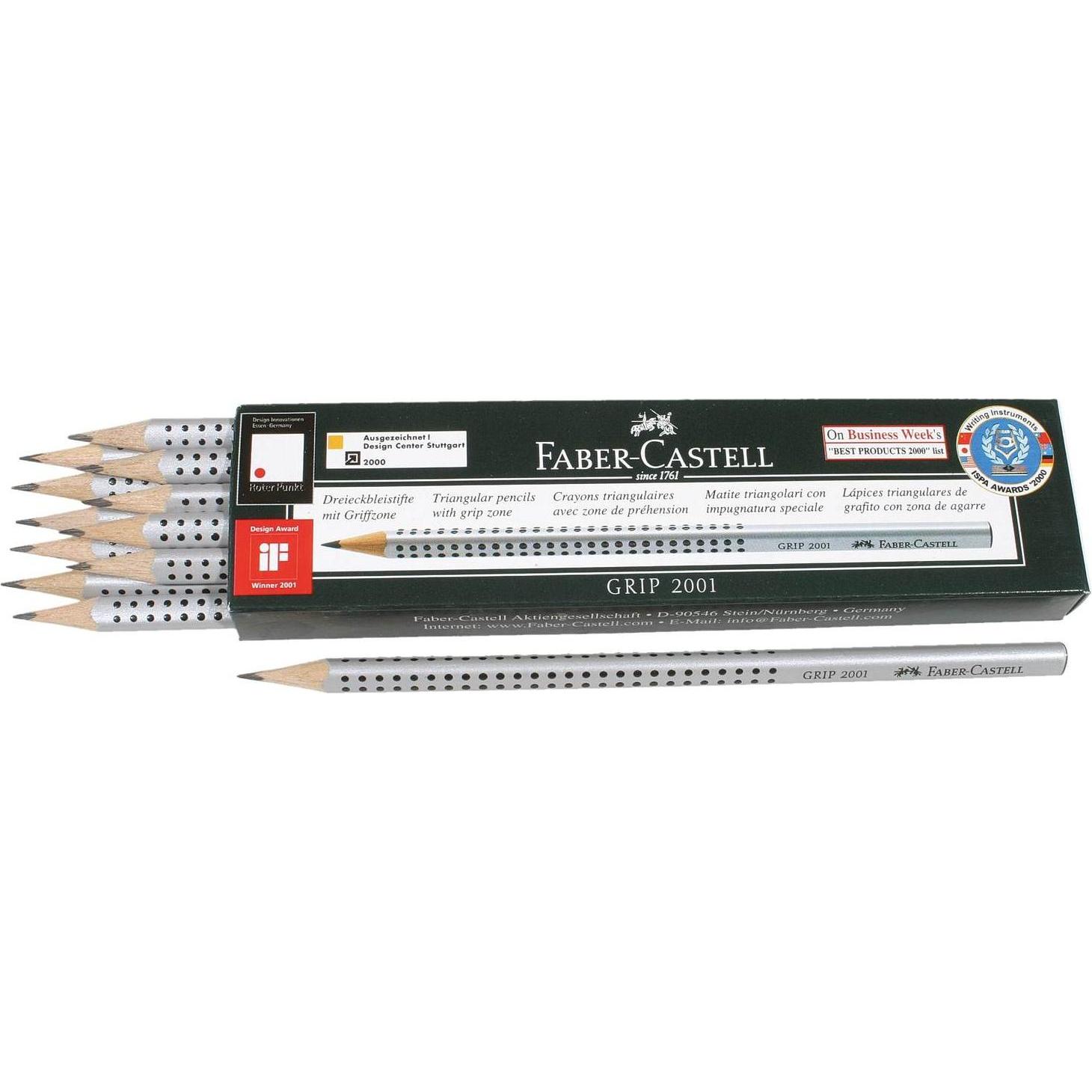 Thumbnail - Faber, Bleistift, CASTELL GRIP 2001 Bleistifte H silber 12 St. (12 x)