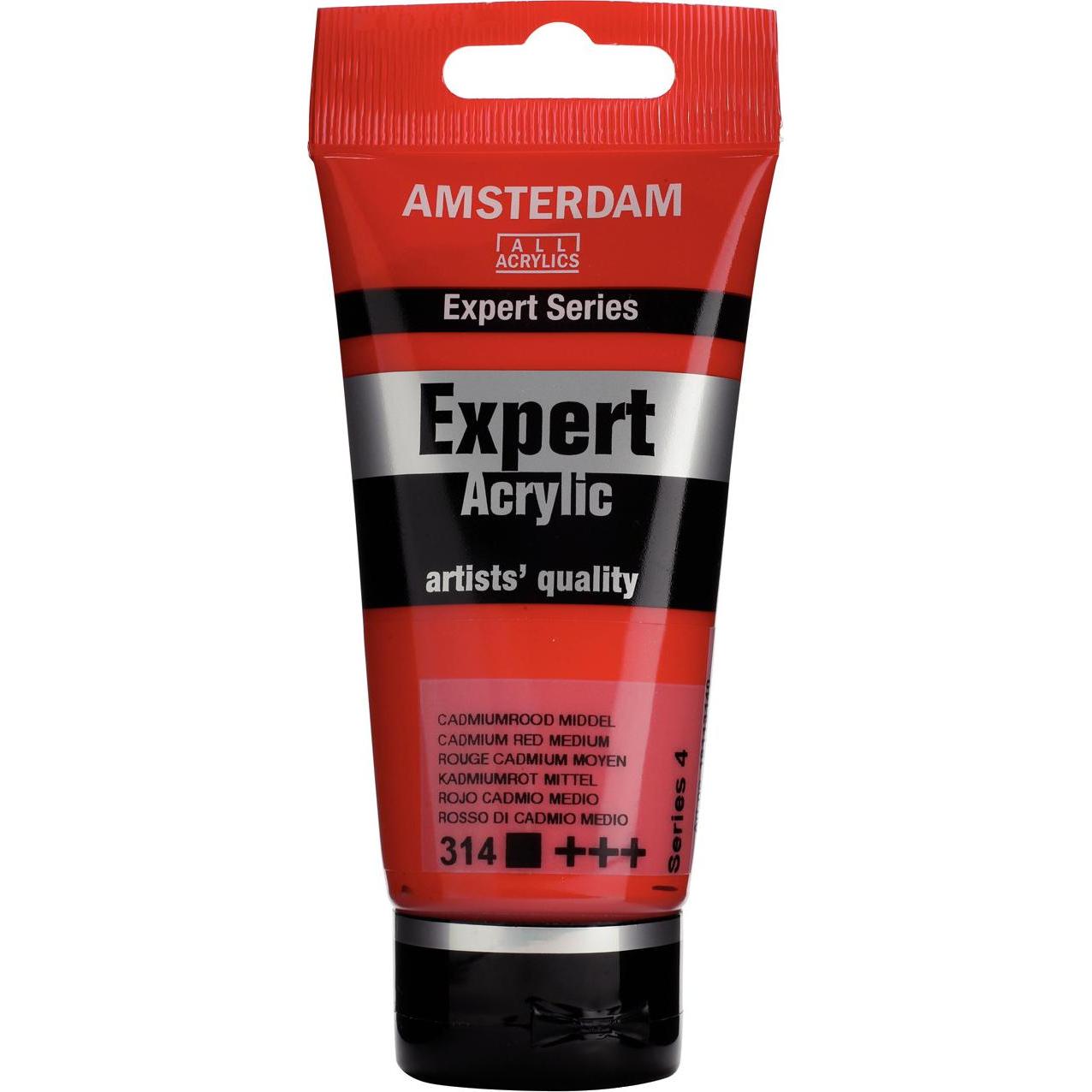 Amsterdam, Colore + Vernice per fai da te, Tubo acrilico serie Expert Rosso cadmio medio 314 (75 ml)