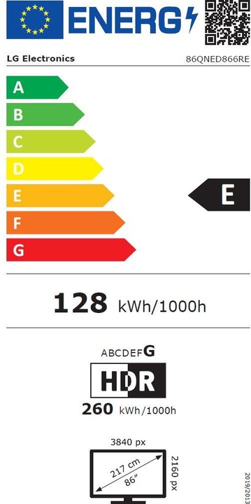 Energy Label LG 86QNED866RE (86", QNED86, QNED, UHD, 2023)