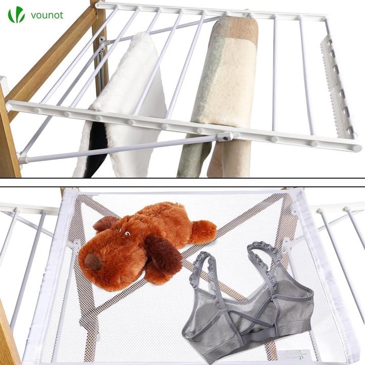 Actual product image Vounot Extendable Winged Drying Rack with Wheels and Folding Design (30 m)