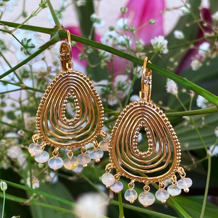 Immagine prodotto Steinkult Ohrringe Äthiopischer Opal "Leora" (Opale etiope, Ottone)