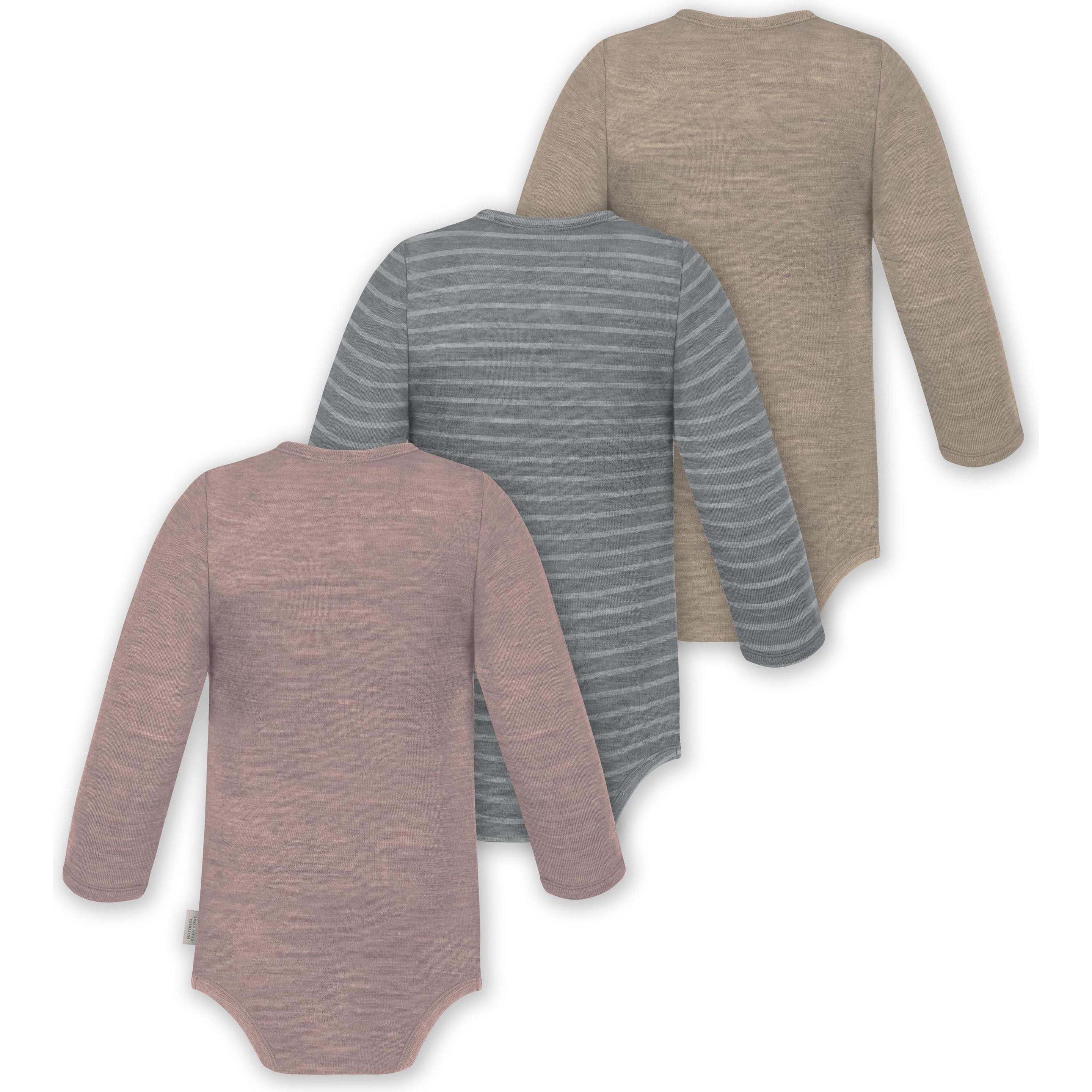 Thumbnail - Normani, Herren, Body, 3er Pack Baby Merino Body Langarm „Auckland" - 9375, Beige, (56)