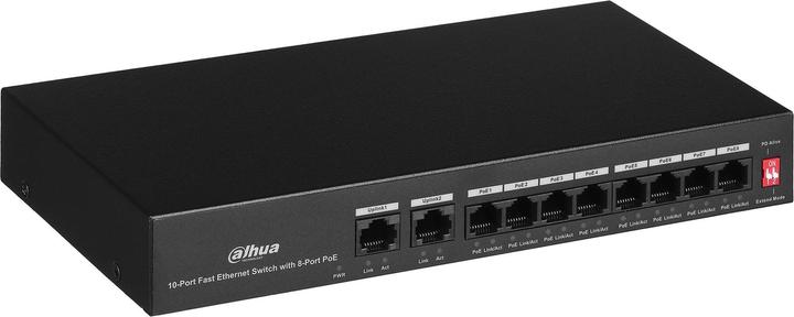Actual product image Dahua PoE DH-PFS3010-8ET-65 network switch Fast Ethernet (10/100) Power over Ethernet (8 Ports)