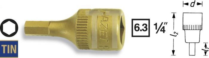 Actual product image HAZET Screwdriver socket 8501-5 ∙ Square, hollow 6.3 mm (1/4 inch) ∙ Inside hexagon profile ∙ 5 mm (5 mm)