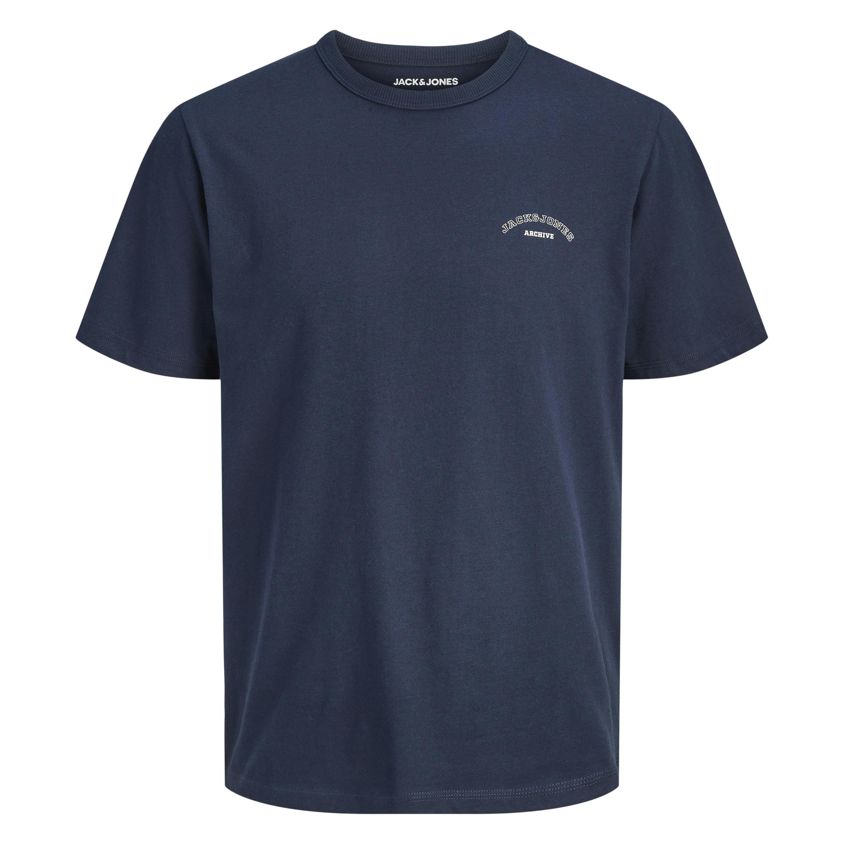 Jack & Jones, Herren, Shirts, Jjcollege Logo Tee Ss Crew Neck, Blau, (L)