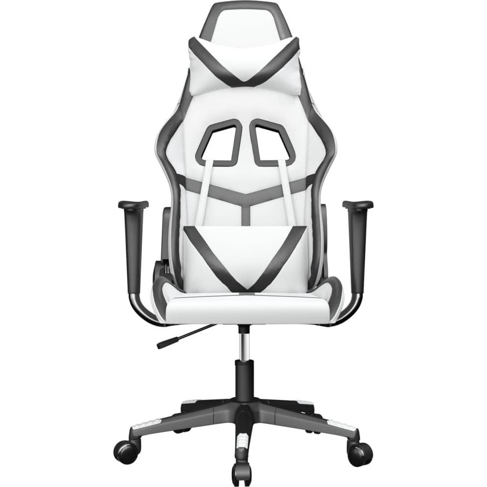 VidaXL Gaming-Stuhl Kunstleder, Gaming Stuhl, Weiss, Schwarz