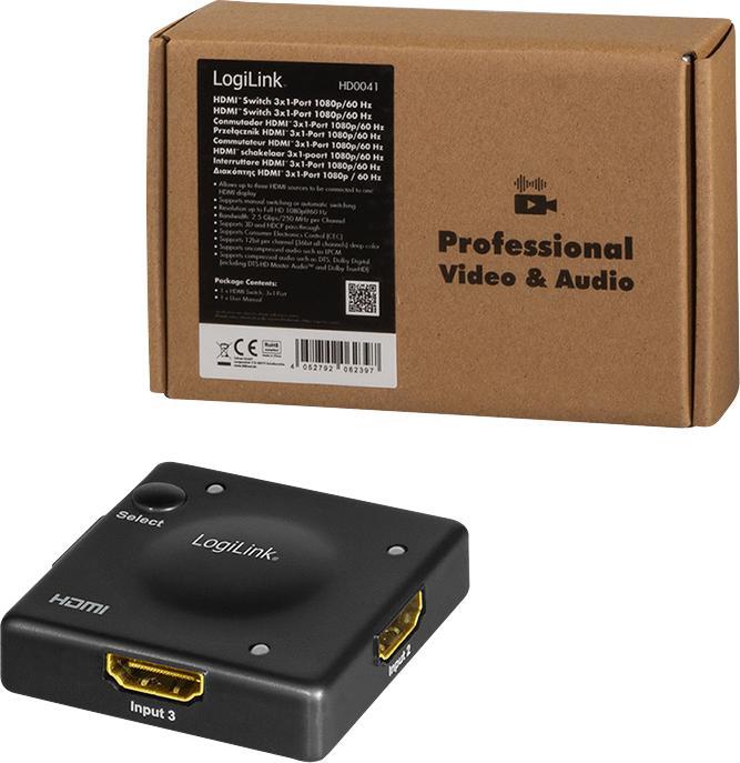 Produktbild LogiLink Switch HDMI 3x1-Port, 1080p