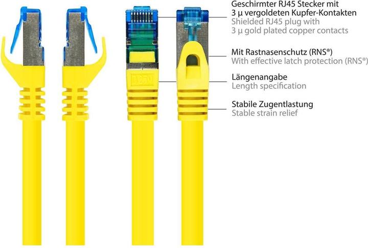 Produktbild Varia SO-31505 - Patchkabel Cat.6a, S/FTP, 15m, gelb (PiMF, S/FTP, 15 m)