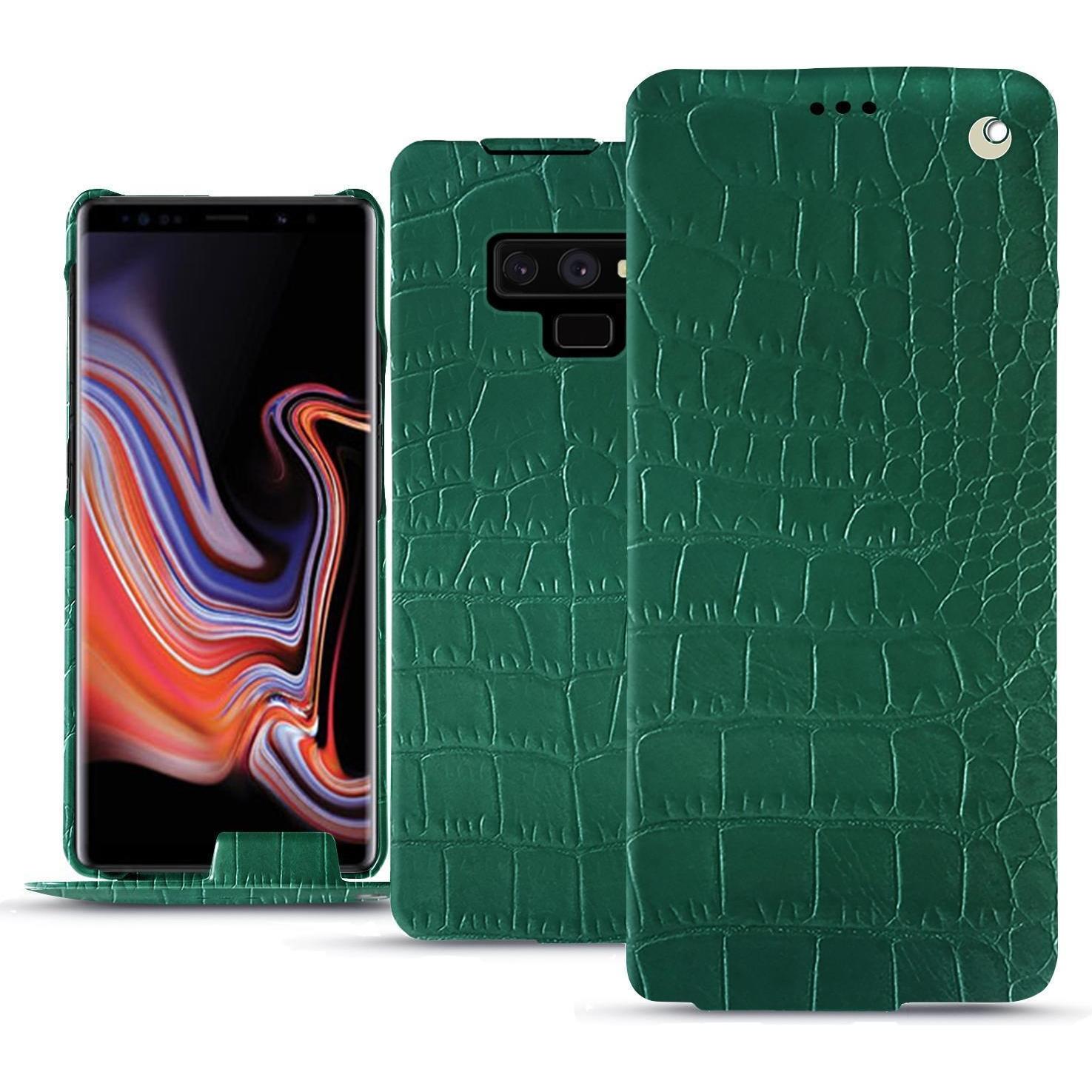 Noreve Lederschutzhülle vertikal (Samsung Galaxy Note 9), Smartphone Hülle, Grün