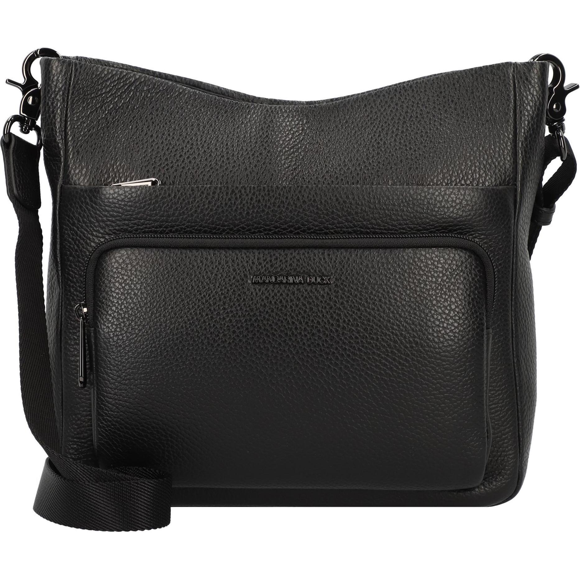 Mandarina Duck, Handtasche, Mellow Leather Umhängetasche Leder 30 cm, Schwarz